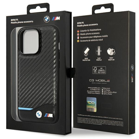 Etui BMW Leather Carbon BMHCP13L22NBCK na iPhone 13 Pro / na iPhone 13 - czarne