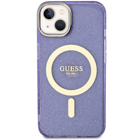 Etui Guess GUHMP14SHCMCGU na iPhone 14 purpurowy/purple hardcase Glitter Gold MagSafe