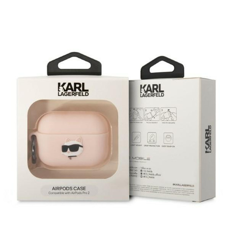 Etui Karl Lagerfeld KLAP2RUNCHP na AirPods Pro 2 cover - różowe Silicone Choupette Head 3D