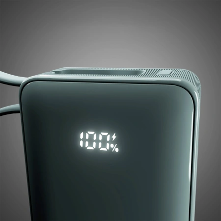 Powerbank SBS 10000 mAh 20W z wbudowanym kablem USB-C i wyświetlaczem cyfrowym - szary