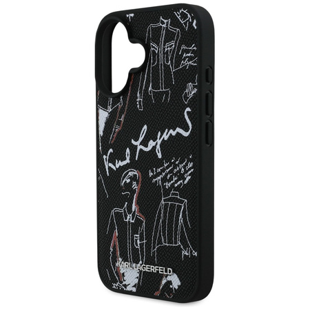 Etui Karl Lagerfeld Grained Pattern &    Logo MagSafe do iPhone 16 czarny