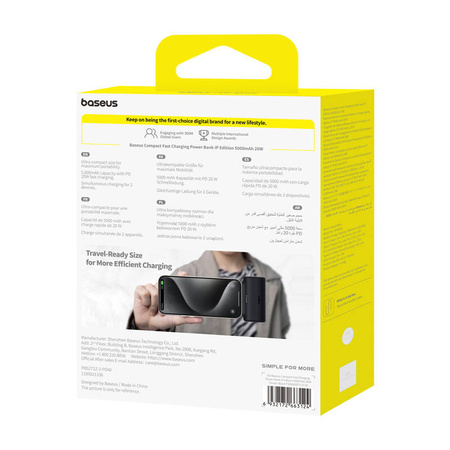 BASEUS POWERBANK OS-COMPACT 5000MAH 20W DO TELEFONÓW SZYBKA ŁADOWARKA USB-C