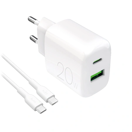 PURO ŁADOWARKA SIECIOWA 20W USB-A USB-C DO TELEFONÓW APPLE IPHONE 13 14 PRO