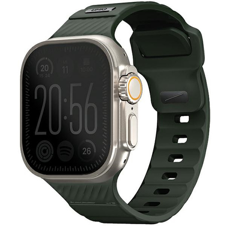 UNIQ pasek Stride Apple Watch Series1/2/3/4/5/6/7/8/9/SE/SE2/Ultra/Ultra 2 42/44/45/49mm FKM Rubber Strap ciemnozielony/moss green