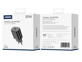 JELLICO ładowarka sieciowa EU25 PD 25W 1xUSB-C Czarny