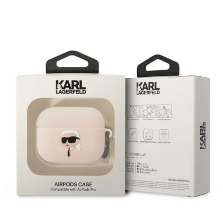 Etui Karl Lagerfeld KLAPRUNIKP na AirPods Pro - różowe Silicone Karl Head 3D