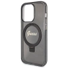 Etui Guess Ring Stand Script Glitter MagSafe na iPhone 13 Pro / 13 - czarne