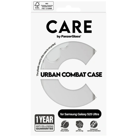 Etui CARE by PanzerGlass Flagship Urban Combat do Samsung Galaxy S25 Ultra - przezroczysty