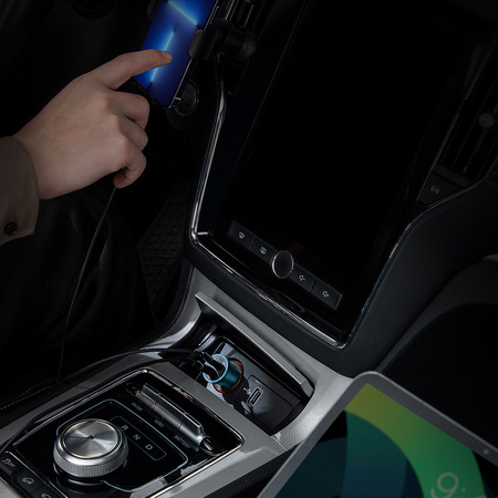 Baseus Golden Contactor Max szybka ładowarka samochodowa USB + USB typu C 60 W Quick Charge niebieski (CGJM000103)