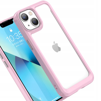 Outer Space Case etui iPhone 14 Plus sztywny pokrowiec z żelową ramką różowy