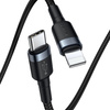 Baseus Cafule Cable wytrzymały nylonowy kabel przewód USB Typ C PD / Lightning 18W QC3.0 1m czarny-szary (CATLKLF-G1)