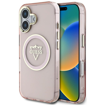 GUESS ETUI DO IPHONE 16 TPU MAGNETYCZNE Z LOGO METAL MOUNTAIN DO MAGSAFE
