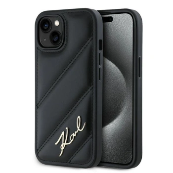 KARL LAGERFELD ETUI HARDCASE DIAGONAL QUILTED SCRIPT DO IPHONE 15 14 13 6.1