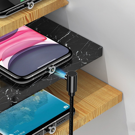 USAMS KABEL USB-A DO LIGHTNING 1M KĄTOWY MAGNETYCZNY DO TELEFONÓW APPLE