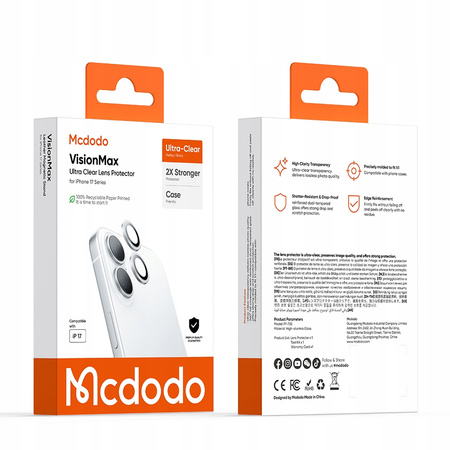 MCDODO SZKŁO HARTOWANE NA APARAT OCHRONNE DO APPLE IPHONE 17 TYŁ SREBNE