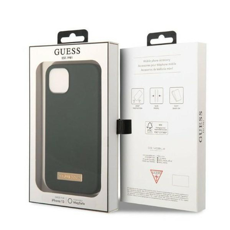 Guess GUHMP13MSBPLA iPhone 13 6,1" zielony/khaki hard case Silicone Logo Plate MagSafe