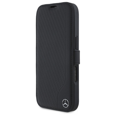 MERCEDES POKROWIEC DO IPHONE 16 6,1 BOOKCASE Z OCHRONĄ SKÓRZANY I DREWNIANY