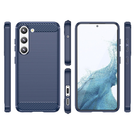 Carbon Case etui Samsung Galaxy S23+ elastyczny silikonowy karbonowy pokrowiec niebieskie