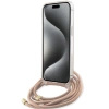 Etui Guess Crossbody Cord 4G Print na iPhone 15 Pro - różowe