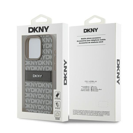 DKNY ETUI HARDCASE LEATHER MONO STRIPE DO IPHONE 15 PRO 6.1 Z LOGO
