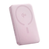 Powerbank Baseus EnerFill FM12 Qi2 10000mAh 22.5W kompatybilny z MagSafe z białym kablem Baseus Simple USB-C 20V/3A 0,30m - różowy
