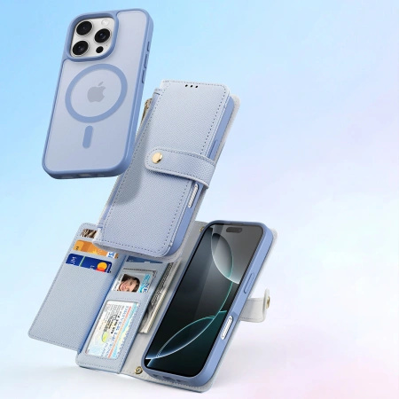 DUX DUCIS ETUI DO IPHONE 16 PRO Z PORTFELEM MAGNETYCZNYM I SKÓRZANĄ OKŁADKĄ