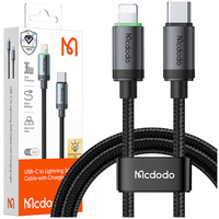 MCDODO ŁADOWARKA KABEL USB-C LIGHTNING SZYBKIEGO ŁADOWANIA DO IPHONE 1M LED