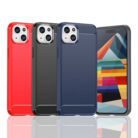 HURTEL ELASTYCZNE ETUI DO IPHONE 15 PLUS CASE KARBON OCHRONA ANTYPOŚLIZGOWE