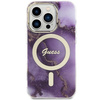 Etui Guess GUHMP14LHTMRSU na iPhone 14 Pro purpurowy/purple hardcase Golden Marble MagSafe