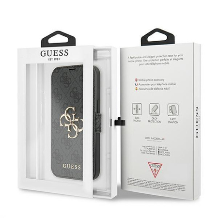 Etui Guess GUBKP13L4GMGGR na iPhone 13 Pro / 13 - szare book 4G Big Metal Logo
