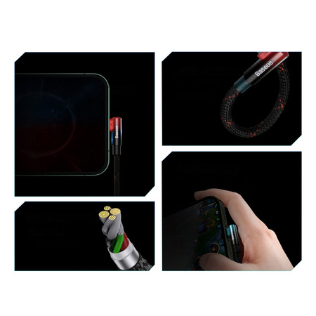 Baseus MVP 2 Elbow kątowy kabel przewód z bocznym wtykiem USB / Lightning 1m 2.4A czerwony (CAVP000020)