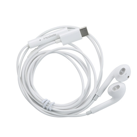 Słuchawki do telefonu Mcdodo przewodowe Element USB typ-C białe