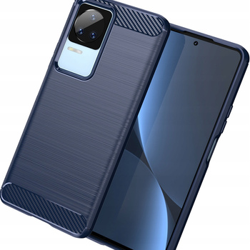Carbon Case etui Xiaomi Poco F4 5G elastyczny silikonowy karbonowy pokrowiec niebieskie