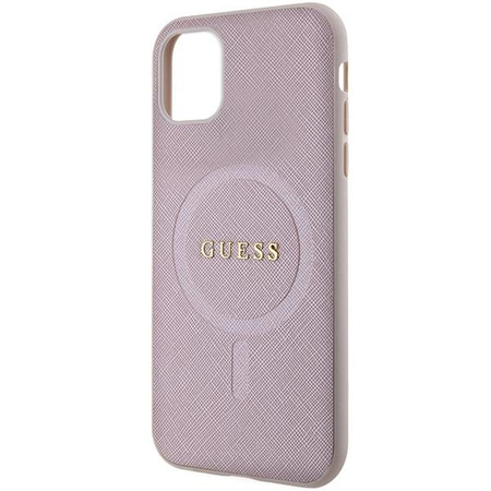 Etui Guess GUHMN61PSAHMCP na iPhone 11 / Xr - różowe Saffiano MagSafe