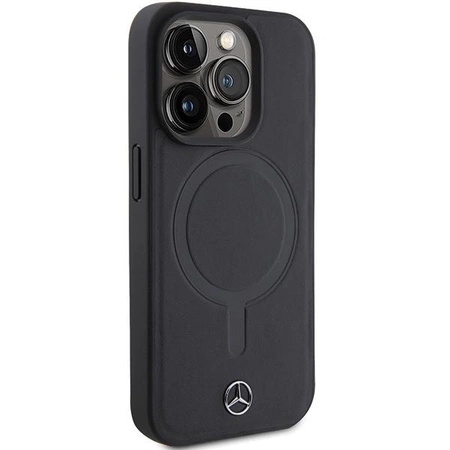 Etui Mercedes Smooth Leather MagSafe do iPhone 15 Pro - czarne