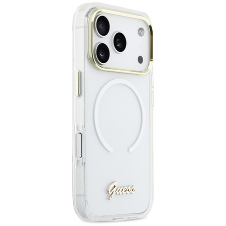 Etui Guess IML Gradient Script Metal     MagSafe do iPhone 17 Pro Max biały