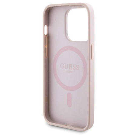 Zestaw Guess GUBPM5P15L4GEMGP iPhone15 Pro 6.1 hardcase + Powerbank 5000mAh MagSafe różowy/pink 4G Metal Logo