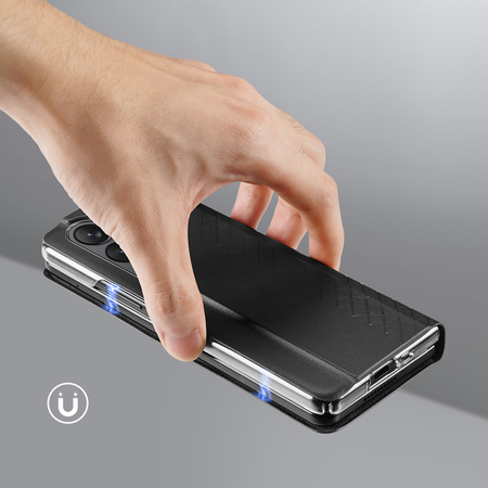 Skórzane etui z klapką i portfelem do Samsung Galaxy Z Fold5 5G Dux Ducis Bril - czarne