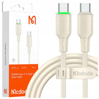 MCDODO KABEL USB-C SZYBKIE ŁADOWANIE DO SAMSUNG APPLE USB TYP C 65W 1M LED BEŻOWY