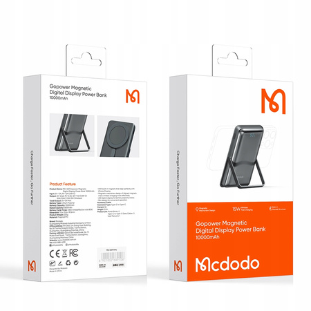 MCDODO POWERBANK INDUKCYJNY DO MAGSAFE 13 14 15 STOJAK BEZPRZEWODOWY 10000