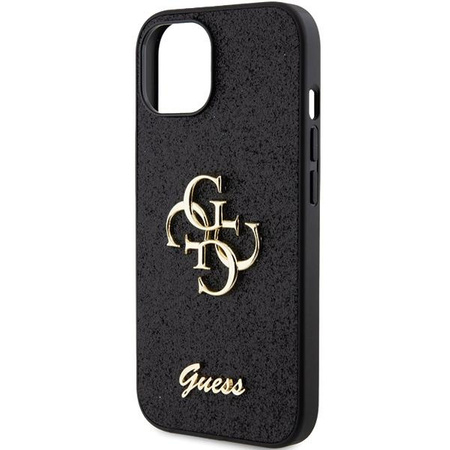 Etui Guess Glitter Script Big 4G na iPhone 15 - czarne