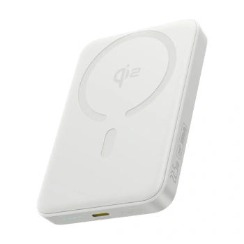 Powerbank Baseus EnerFill FM12 Qi2 10000mAh 22.5W kompatybilny z MagSafe z białym kablem Baseus Simple USB-C 20V/3A 0,30m - biały