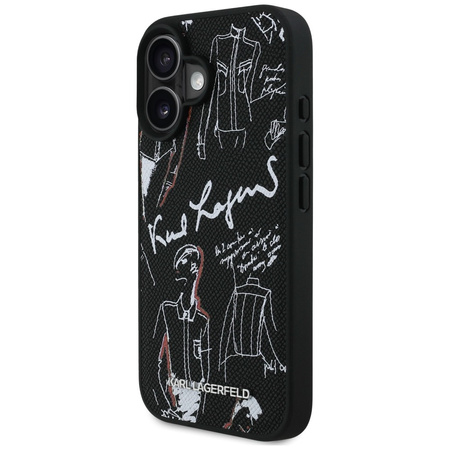 Etui Karl Lagerfeld Grained Pattern &    Logo MagSafe do iPhone 16 czarny