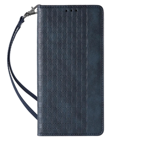 Magnet Strap Case etui iPhone 14 Plus pokrowiec z klapką portfel mini smycz podstawka niebieskie