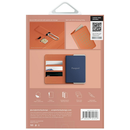 Etui na paszport UNIQ Belmont blokada    RFID terracotta kość słoniowa