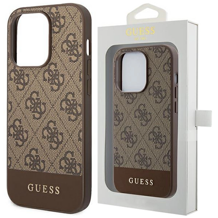 Guess GUHCP14LG4GLBR iPhone 14 Pro 6,1" brązowy/brown hard case 4G Stripe Collection
