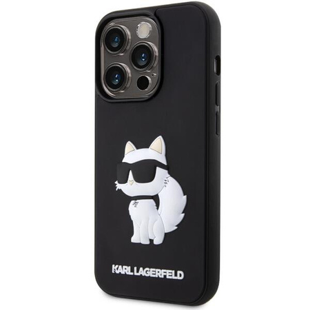 Etui Karl Lagerfeld KLHCP14L3DRKHNK na iPhone 14 Pro - czarne Rubber Choupette 3D