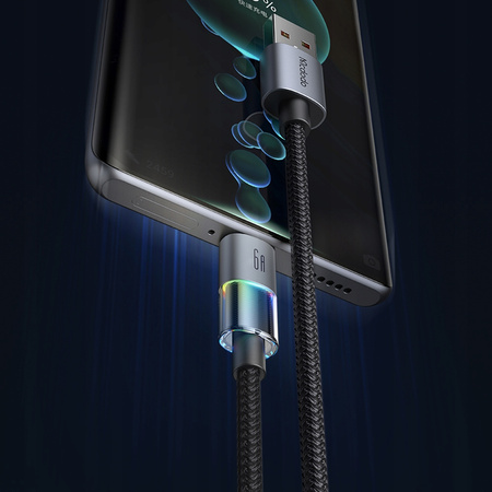 MCDODO KABEL USB-A USB-C SZYBKIE ŁADOWANIE USB TYP C 6A 100W 1M LED CZARNY