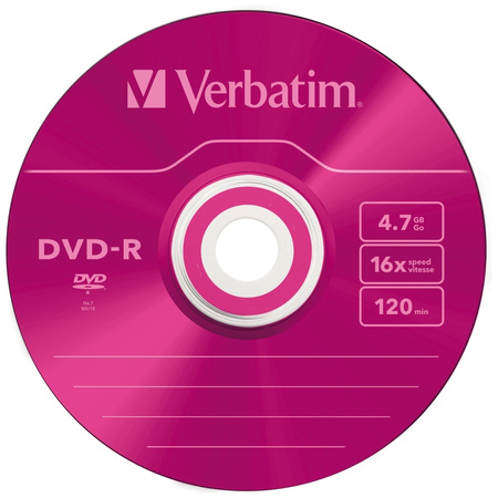 VERBATIM PŁYTA DVD-R 4.7GB 16X DO KOPIOWANIA DANYCH I MULTIMEDIÓW 5 SZTUK