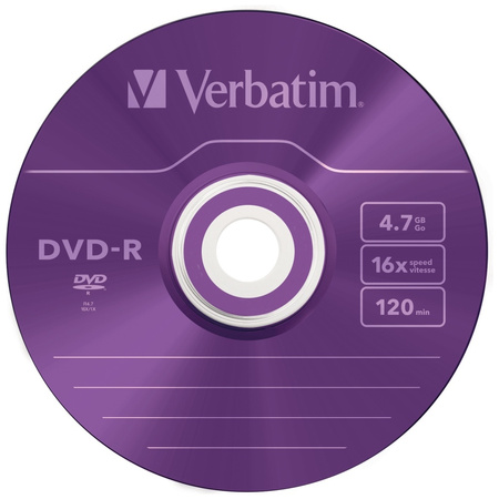 VERBATIM PŁYTA DVD-R 4.7GB 16X DO KOPIOWANIA DANYCH I MULTIMEDIÓW 5 SZTUK